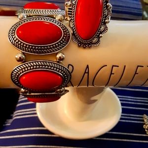 RED. Bracelet and Ring set.